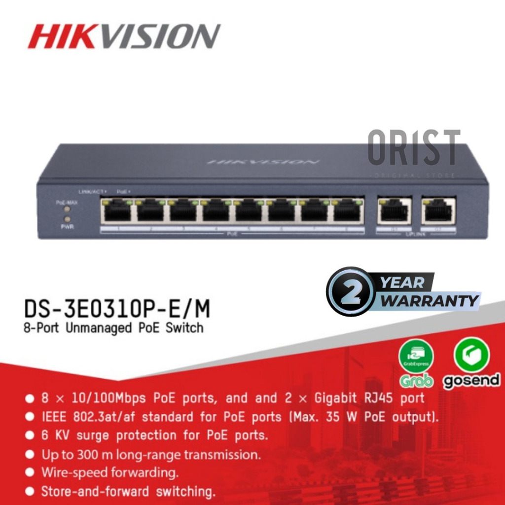 Jual HIK VISION POE DS 3E0310P E M SWITCH HUB POE 8 PORT 2 UPLINK