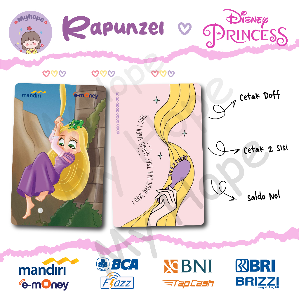 Jual Emoney Etoll Custom Design PRINCESS DISNEY Cute Kartu Mandiri E