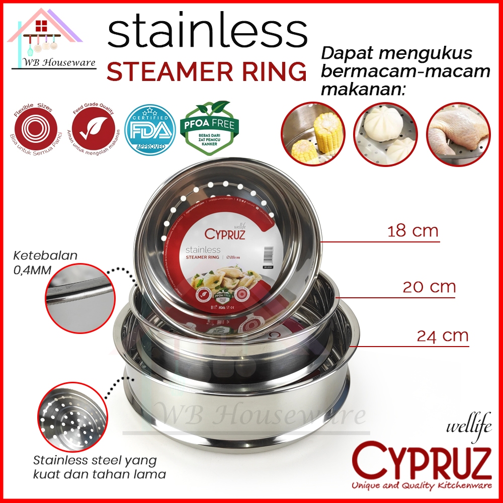 Jual CYPRUZ Steamer Plat Stainless 18 20 24cm Kukusan Piringan