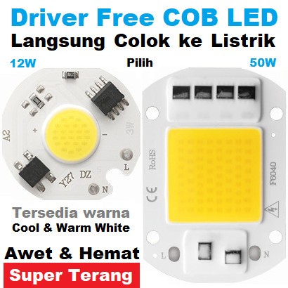 Jual Modul Lampu Sorot Listrik LED COB AC White Warm 12W 50W PCB