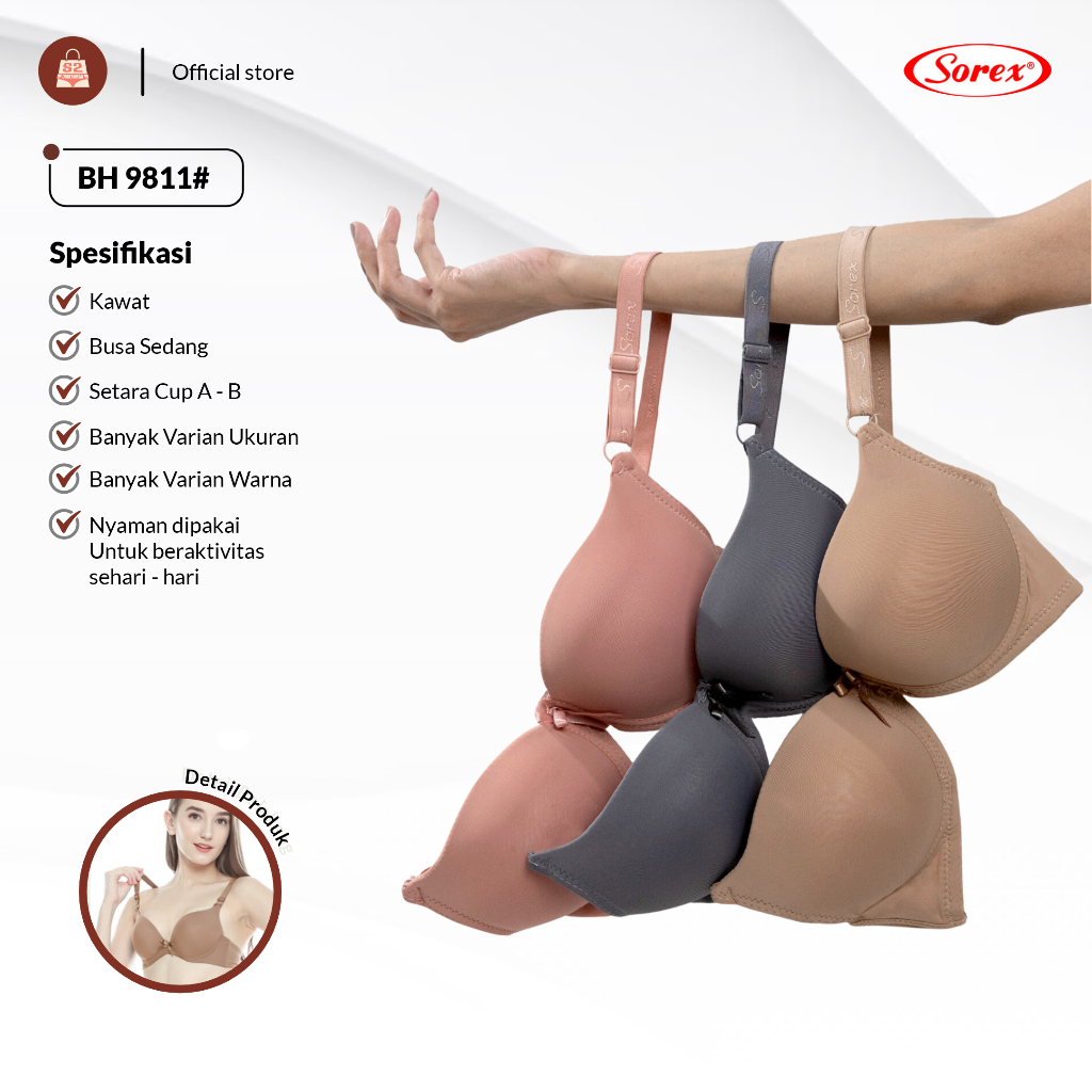 Jual Bra Bh Sorex Maximizer Wanita Polos Busa Sedang Pakai Kawat