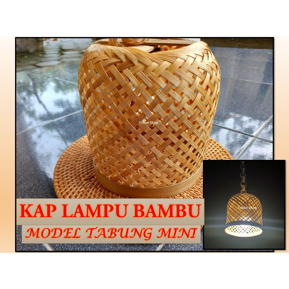 Jual Kap Lampu Bambu Model Tabung Mini Dekorasi Cafe Gantung Unik Kap