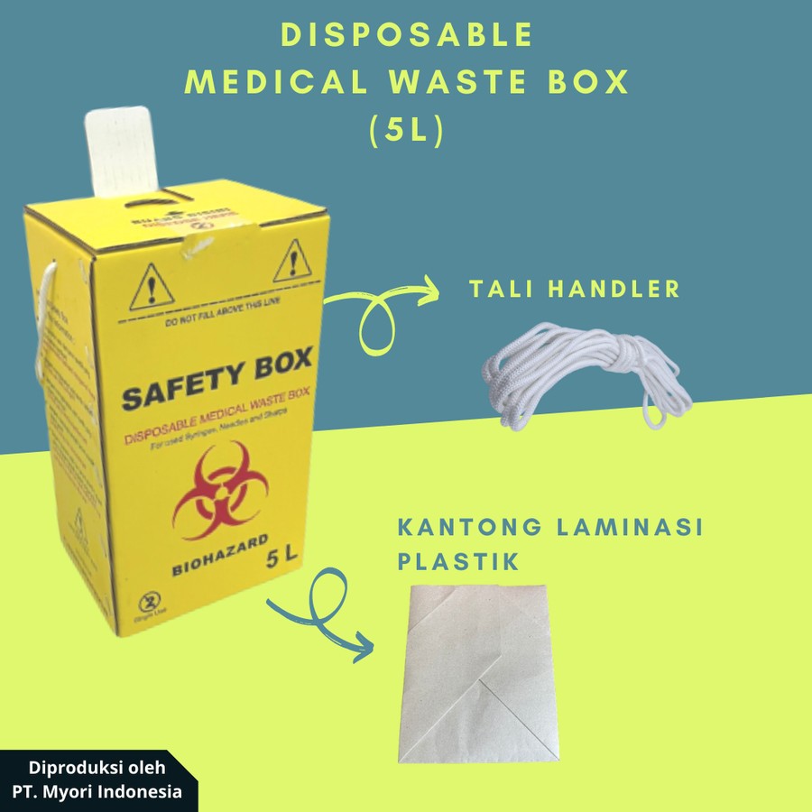 Jual SAFETY BOX DUS LIMBAH MEDIS BOX BIOHAZARD RUMAH SAKIT 5 LITER BOX