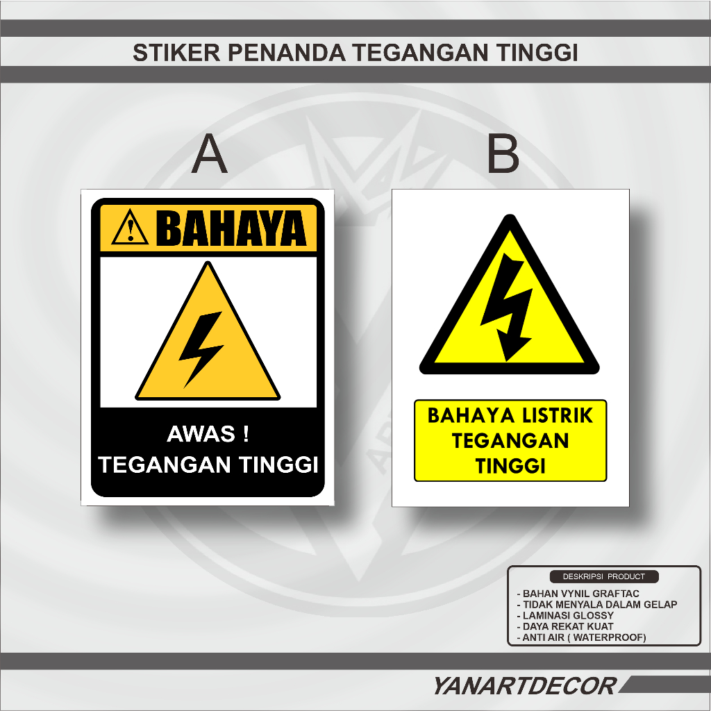 Jual Stiker K3 Awas Tegangan Tinggi Ukuran 15 X20 Cm Dan 12x15 Stiker