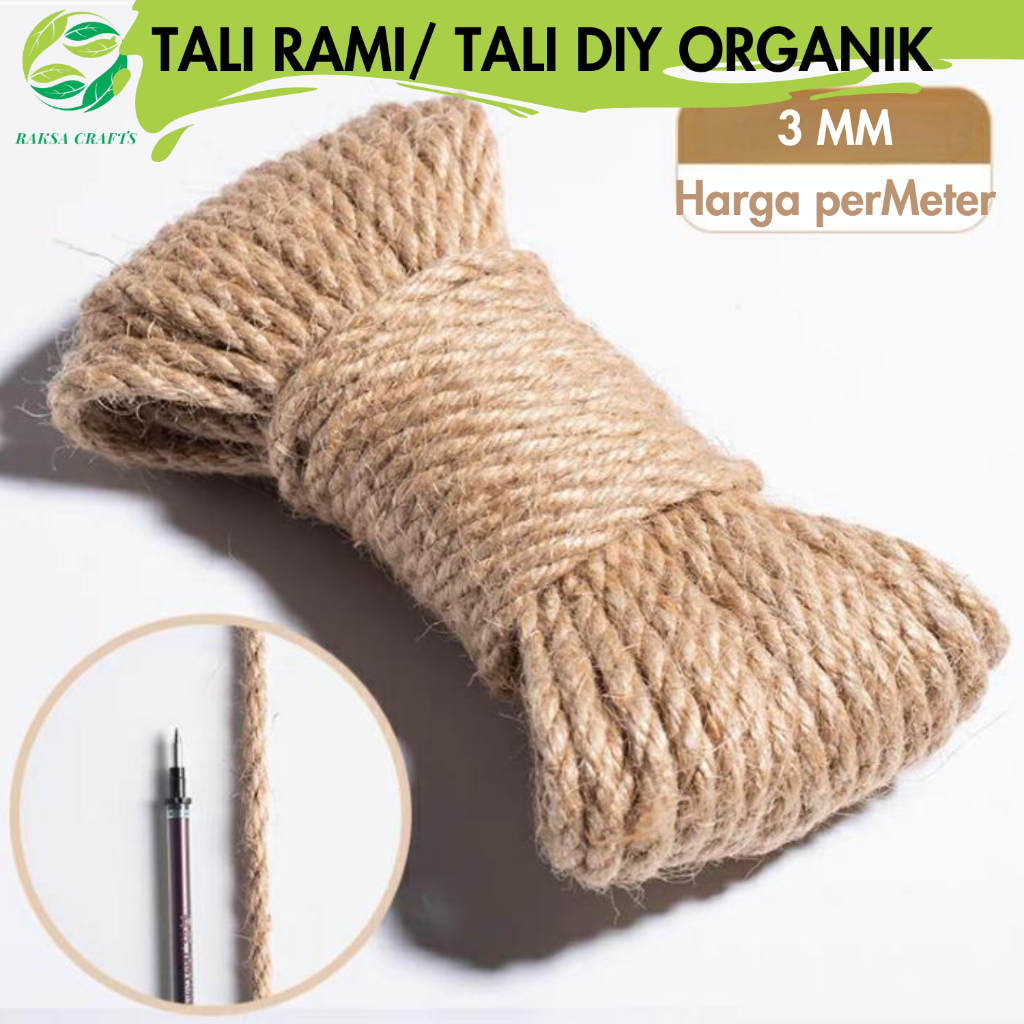 Jual Tali Rami 3mm 4mm 5mm 6mm PER METER Tali Goni Garukan Kucing