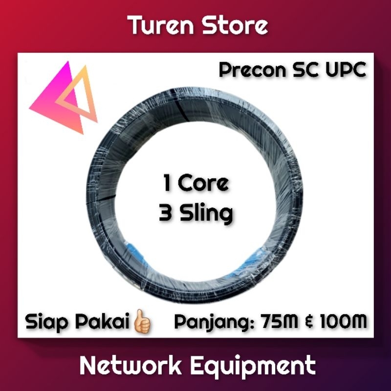 Jual Precon SC UPC 1 Core 3 Seling 75M 100M Dropcore Kabel FO Fiber