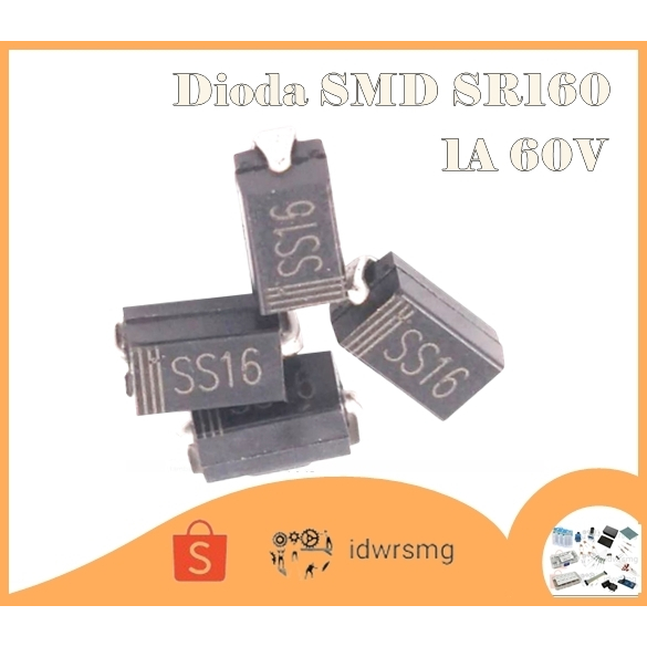 Jual SR160 SS16 SMD Schottky Barrier Rectifier Diode 1A 60V DO 214AC