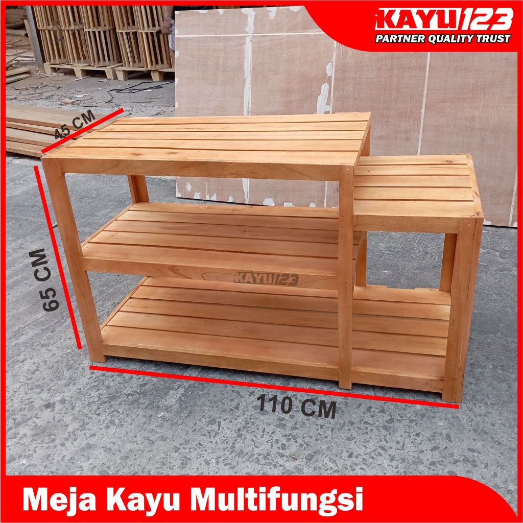 Jual Meja Kompor 2 Tungku Meja Kayu Serbaguna Meja Dapur Rak Kayu