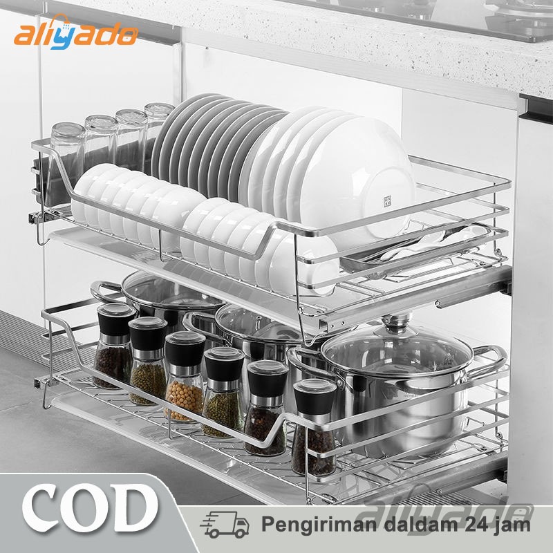 Jual 2 Susun Rak Piring Stainless Steel Rak Dapur Piring Rak Serbaguna