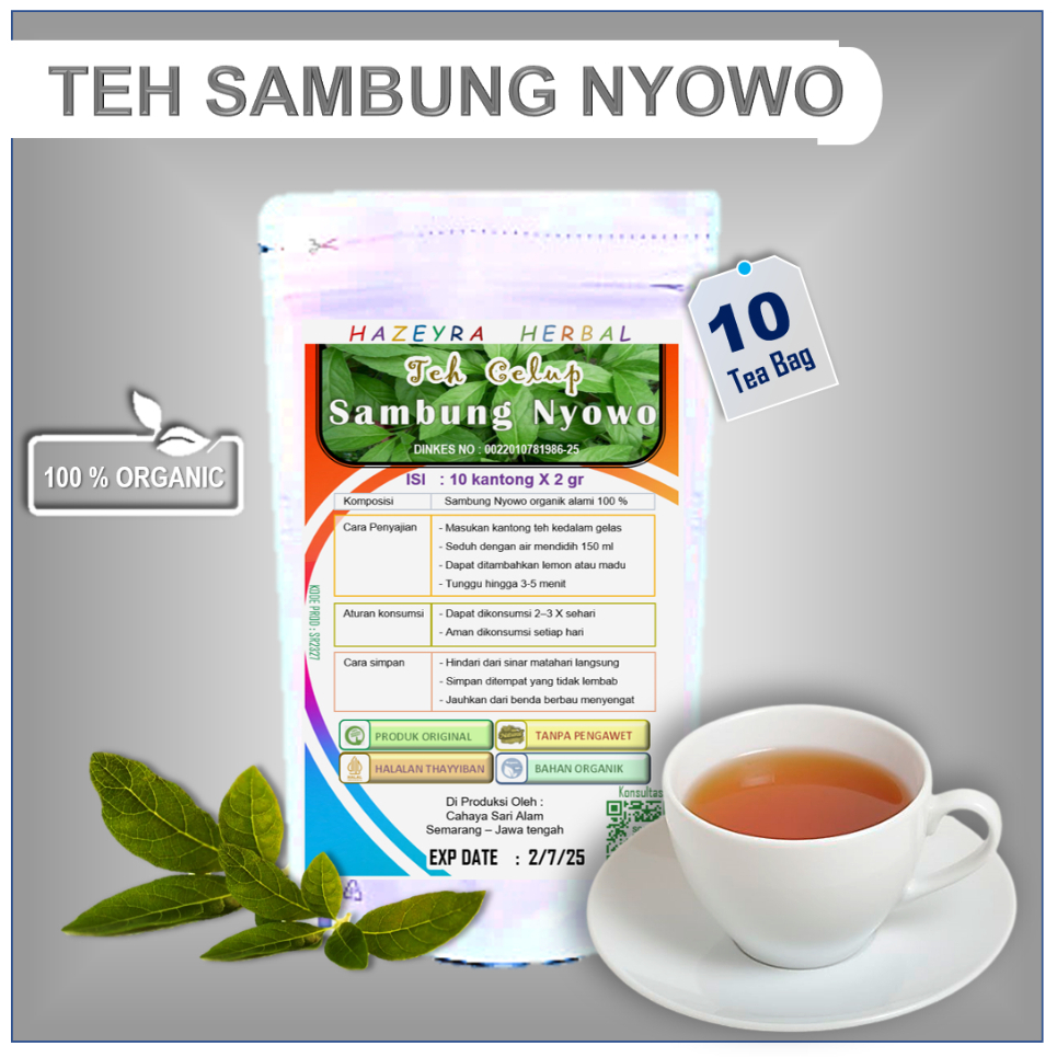 Jual Obat Herbal Tekanan Darah Tinggi Teh Sambung Nyowo Isi 10pcs Jamu