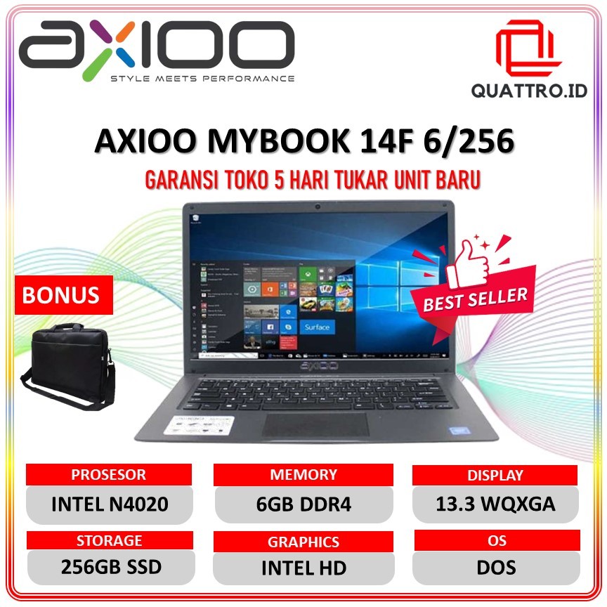 Jual Laptop Axioo Mybook 14F Intel Celeron N4020 8GB 256SSD WQXGA 2 5K