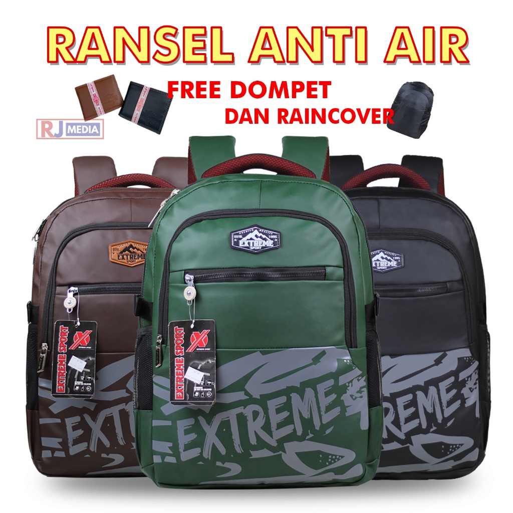 Jual Tas Sekolah Distro Extreme Waterproof Hitam Ransel Laptop Inch