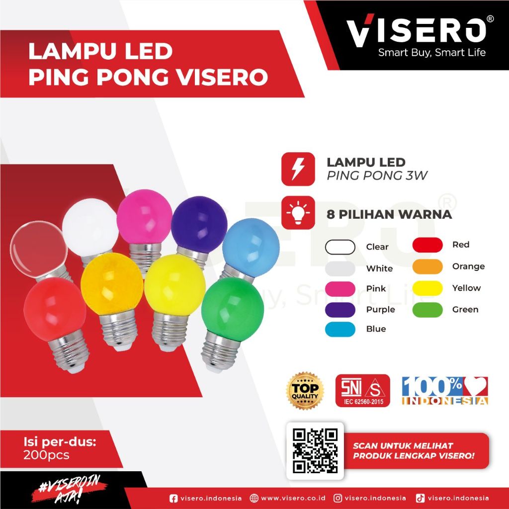 Jual Lampu Hias Visero Watt Lampu Ping Pong Led Warna Warni Super