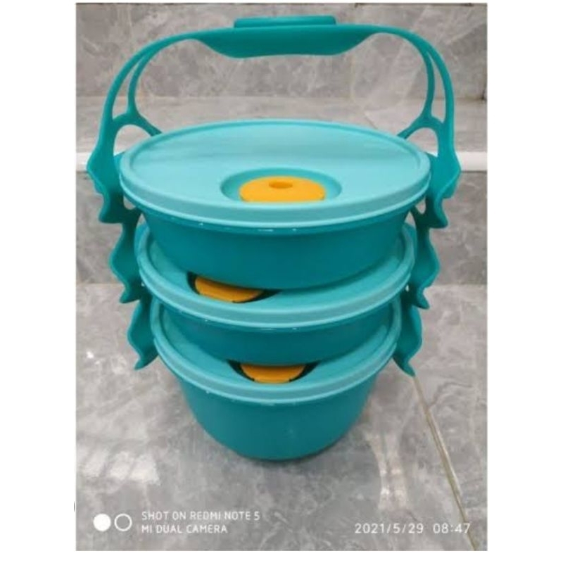 Jual Tupperware Carry All Bowl Rantang 3 Susun Aman Microwave Shopee