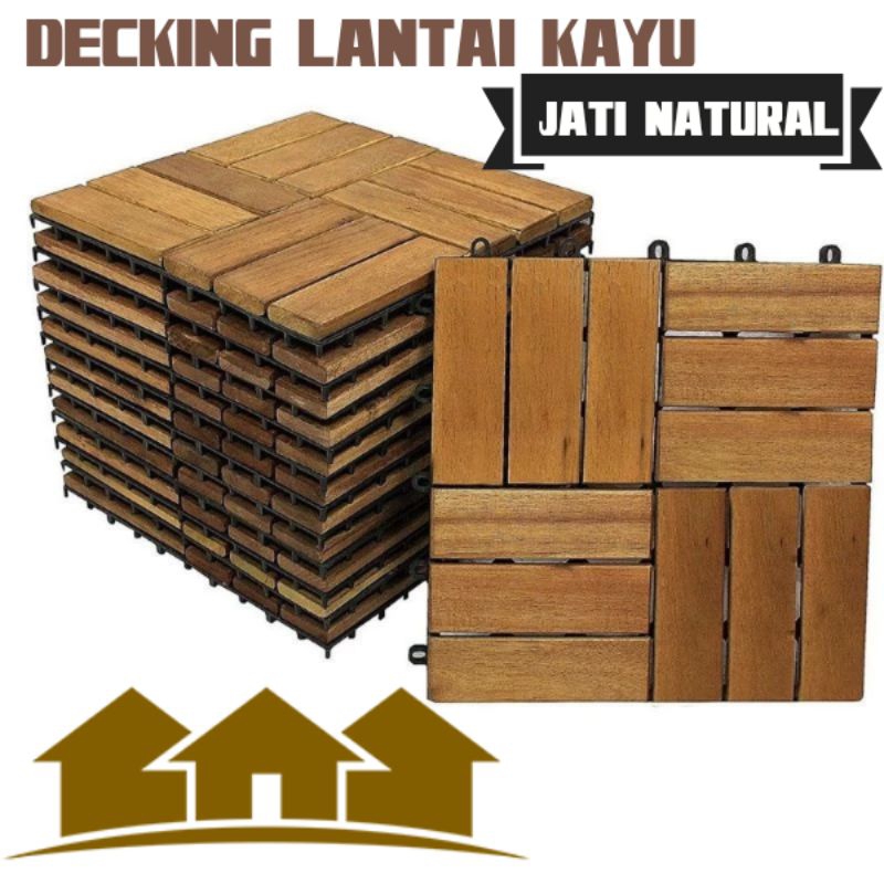 Jual Lantai Kayu Tempel Decking Tile Kayu Jati Natura Indoor Outdoor