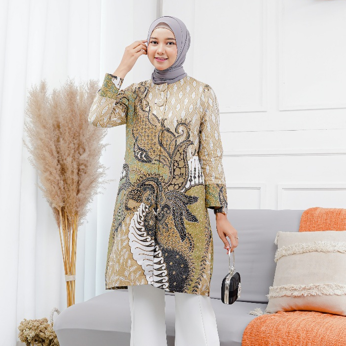 Jual Tunik Batik Wanita Full Lapis Trikot Premium Model Lengan Panjang