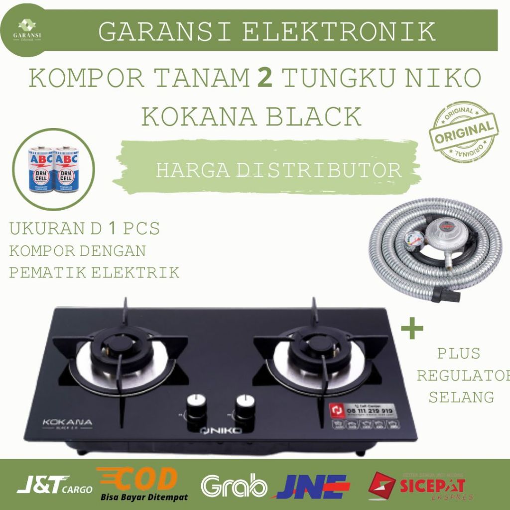 Jual Niko Kokana Black Kompor Gas Tanam Tungku Tempered Glass