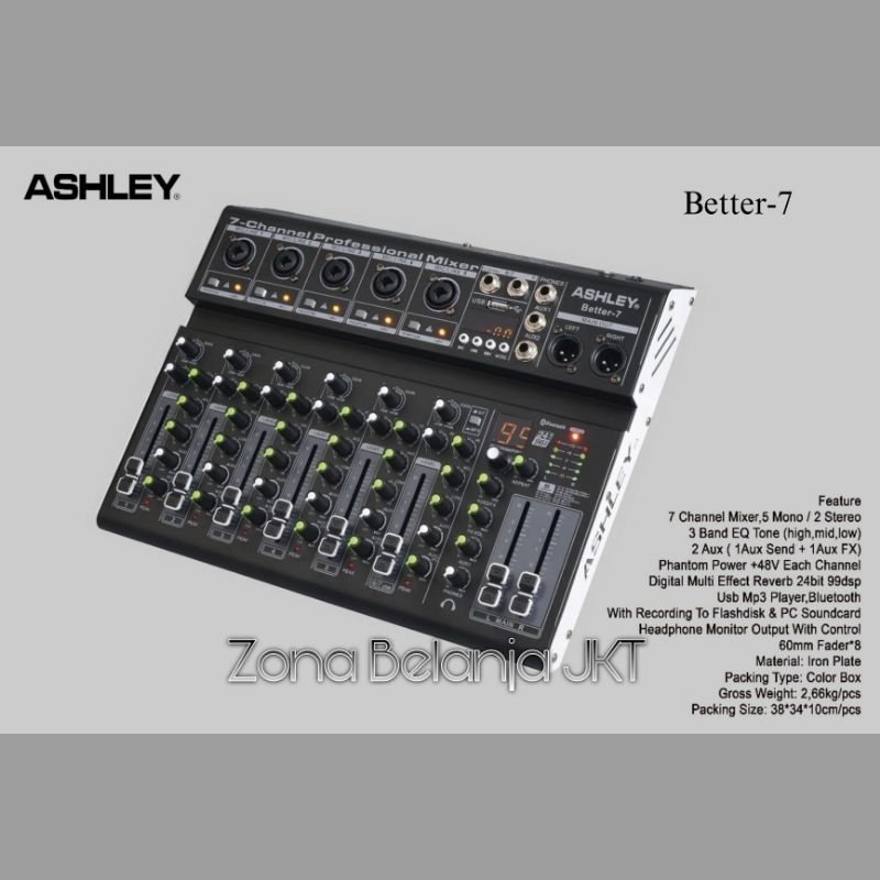 Jual MIXER ASHLEY BETTER 7 BETTER7 7 CHANNEL USB BLUETOOTH DSP EFEK