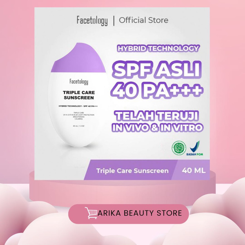 Jual FACETOLOGY TRIPLE CARE SUNSCREEN SPF 40PA 40ML Shopee Indonesia