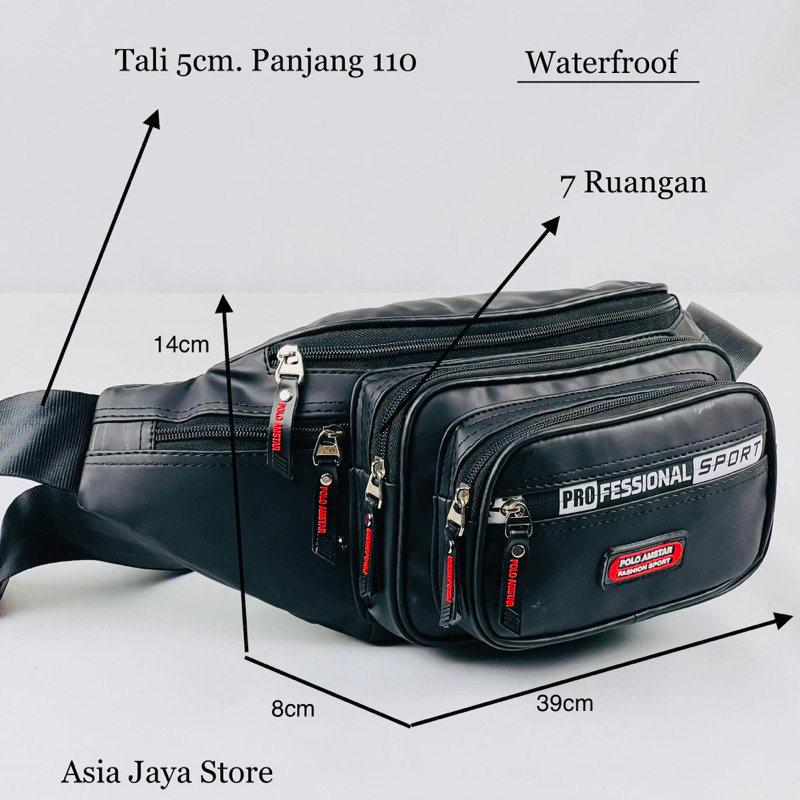 Jual Tas Selempang Pria Polo Amstar Waistbag Waterproof Tahan Air Extra