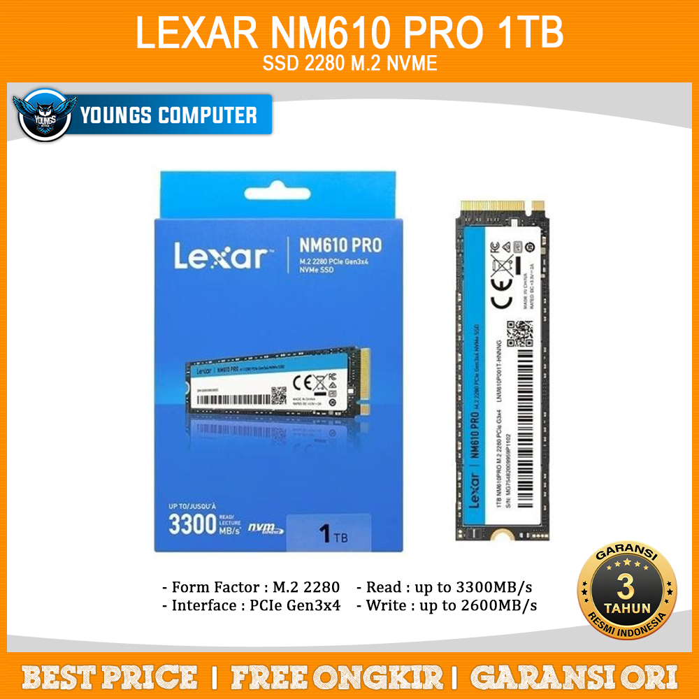 Jual SSD LEXAR NM610 PRO 1TB NVME M 2 2280 PCIe Gen 3x4 Shopee Indonesia