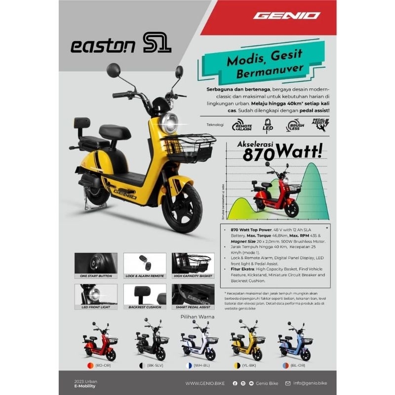 Jual Sepeda Listrik Genio Easton S By United Shopee Indonesia