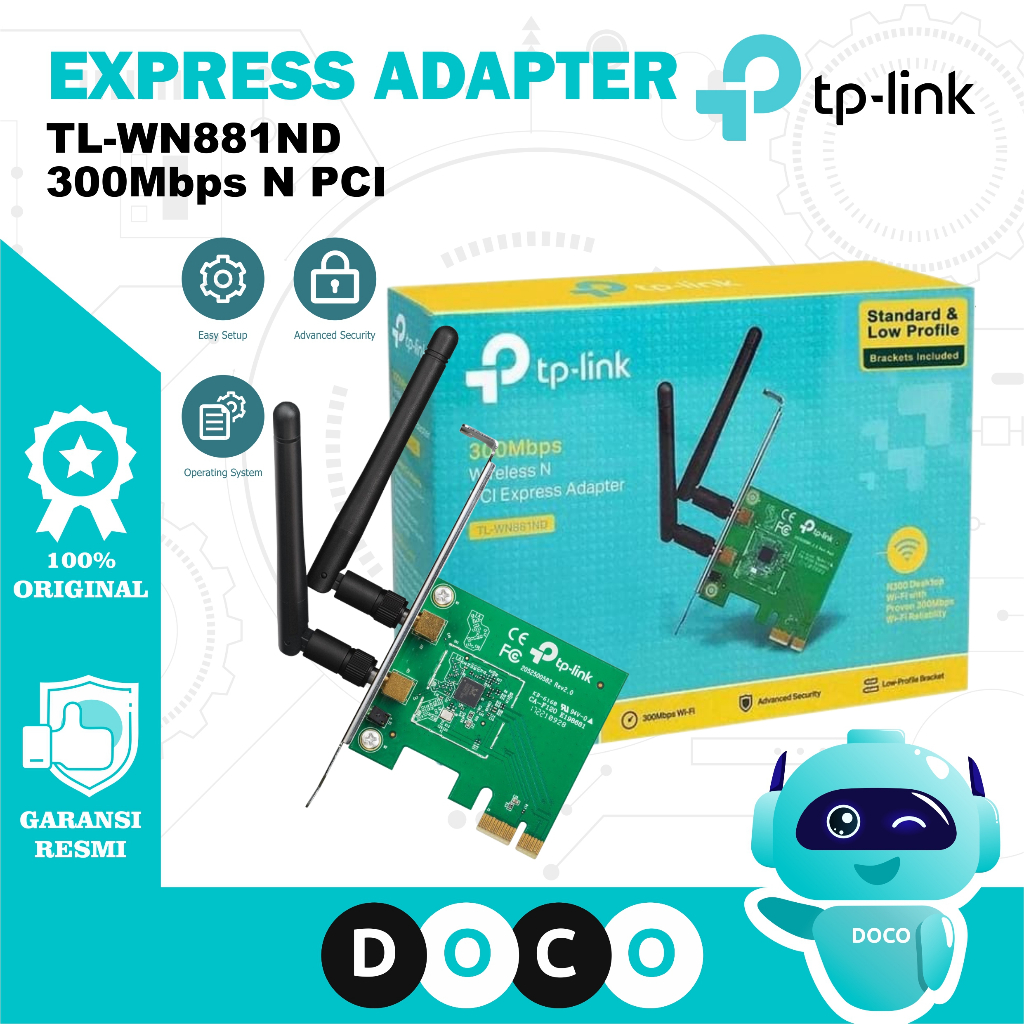 Jual TP LINK Wireless Adapter TL WN881ND 300Mbps WIFI N Card PCI