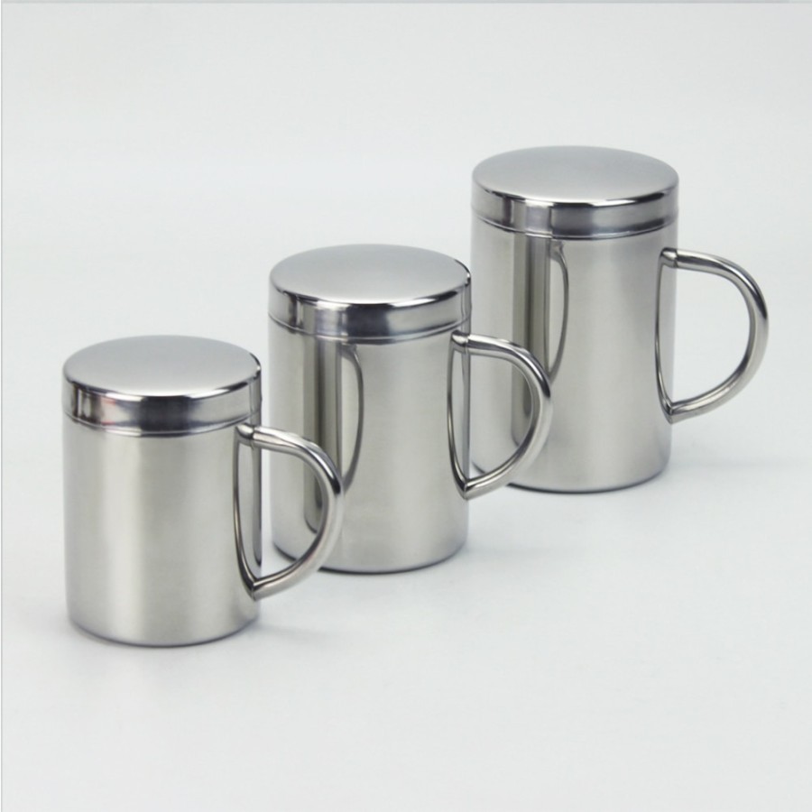 Jual Gelas Cangkir Minum Kopi Teh Premium Stainless Steel Double Wall