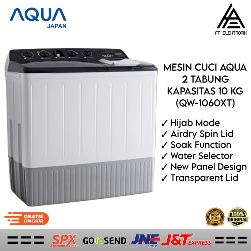 Jual AQUA Mesin Cuci 2 Tabung Kapasitas 10 Kg QW 1061XT Shopee Indonesia