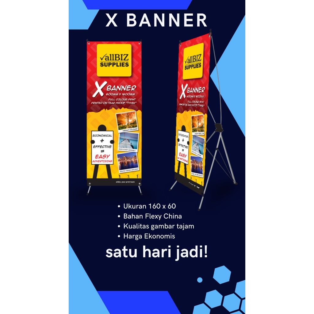 Jual CETAK X BANNER RANGKA FIBER 160 X 60 CM CETAK SPANDUK CETAK