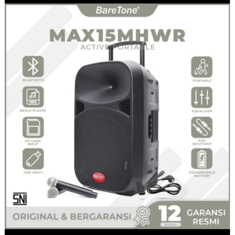 Jual Speaker Aktif Portable Wireless Baretone MAX 15 MHWR Speaker