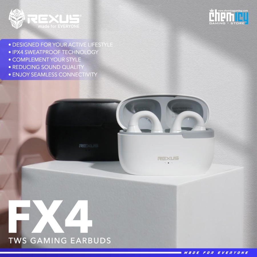 Jual Rexus FX4 FX 4 TWS True Wireless Gaming Earphone With Sweatproof