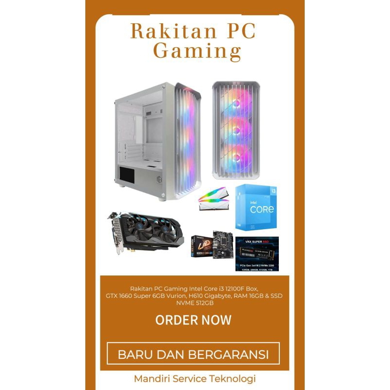 Jual Rakitan PC Gaming Streaming Editing Intel Core I3 12100F Gen