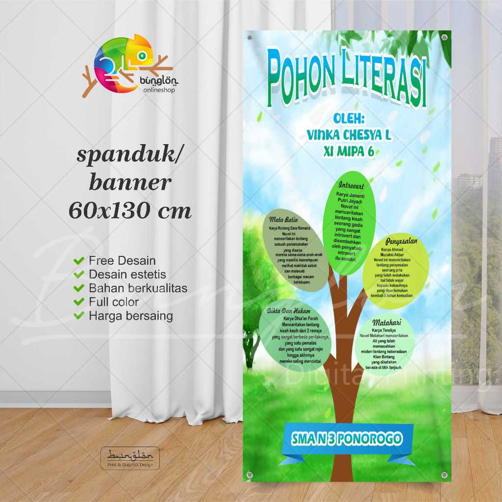 Jual Spanduk Banner 60x130 Pohon Literasi Reques Tulisan Shopee Indonesia