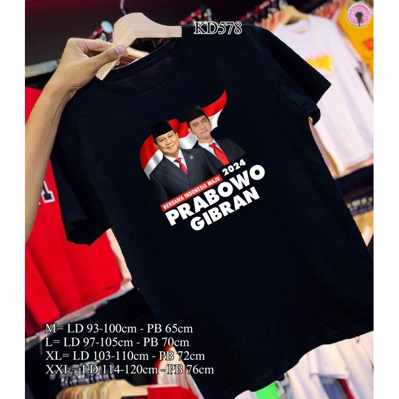 Jual KD 578 Kaos Pemilu Calon Presiden Terbaru 2024 Prabowo Gibran