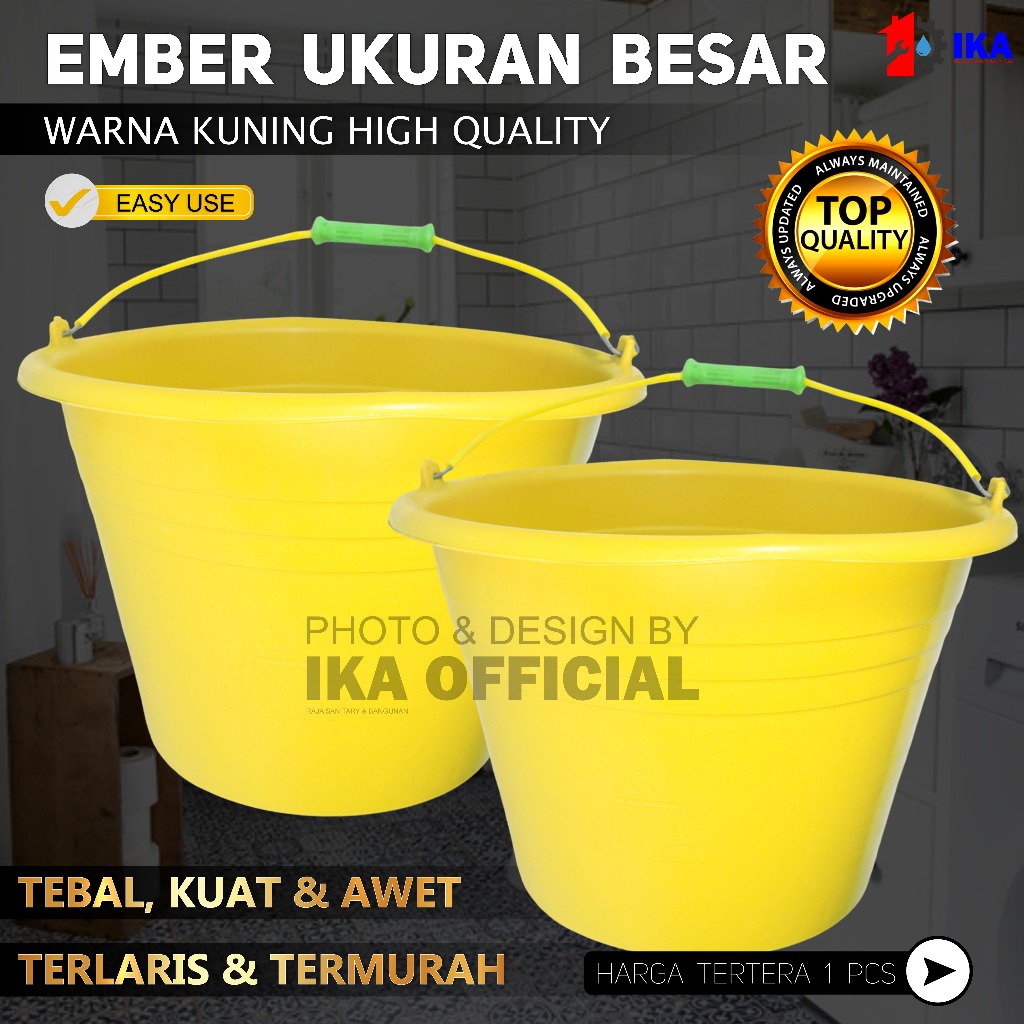 Jual Ember Plastik WARNA JUMBO BESAR KECIL KUNING Ember Cor Anti