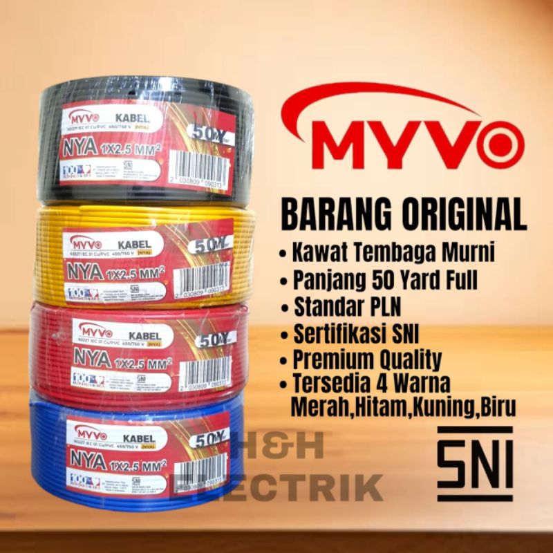 Jual MYVO KABEL LISTRIK KABEL NYA 1X2 5MM KAWAT TEMBAGA MURNI FULL 50