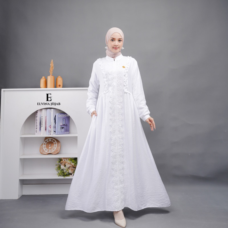 Jual Amara Dress Gamis Putih Bersih Bisa Untuk Umroh Dan Haji Shopee