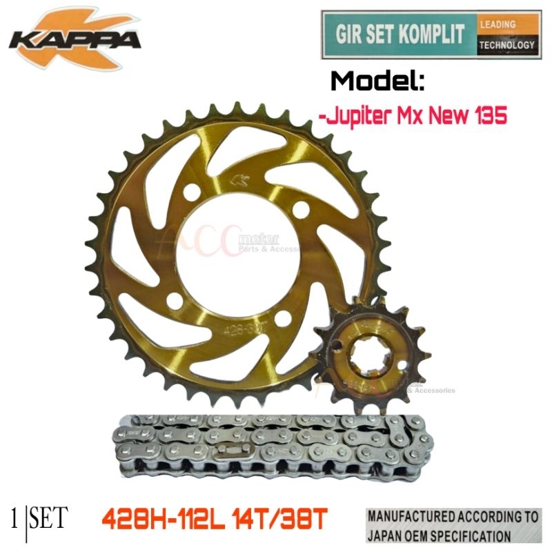 Jual GEAR SET GIR PAKET KOMPLIT 428H 112L 14T 38T JUPITER MX NEW 135