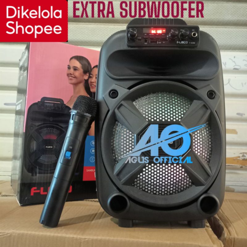 Jual 5000WATT Speaker Bluetooth Karaoke Fleco F8809 LED 8 5 In Bonus