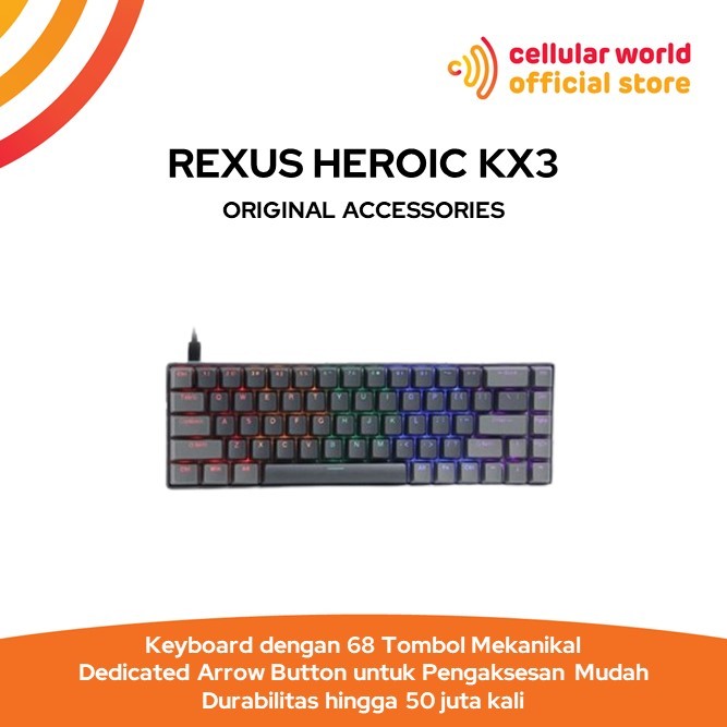 Jual Rexus Heroic KX3 Mini Rainbow Mechanical Gaming Keyboard Garansi