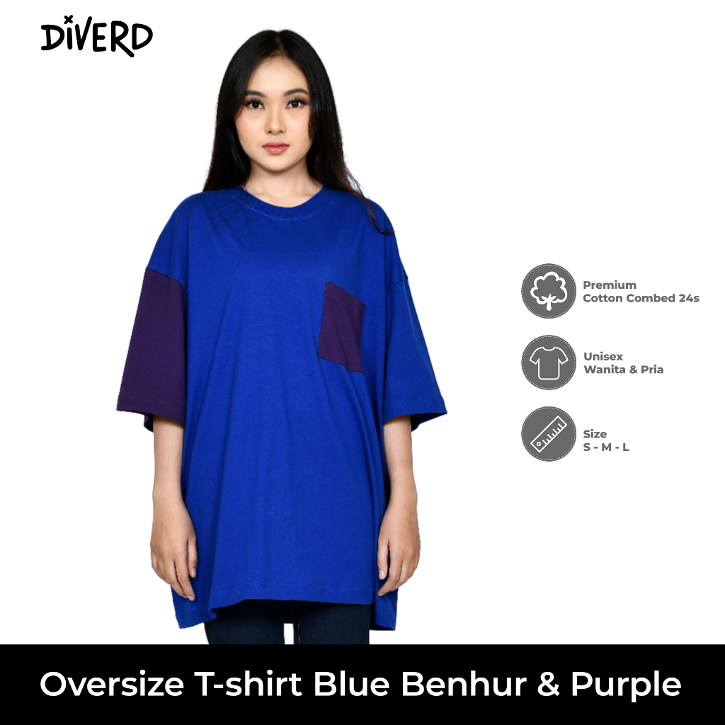 Jual Kaos Oversize Polos Unisex Pria Wanita Cotton Combed 24s Biru