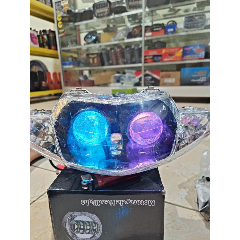 Jual Lampu Depan Supra Fit Supra X Mini Billed Warna Devil Rgb