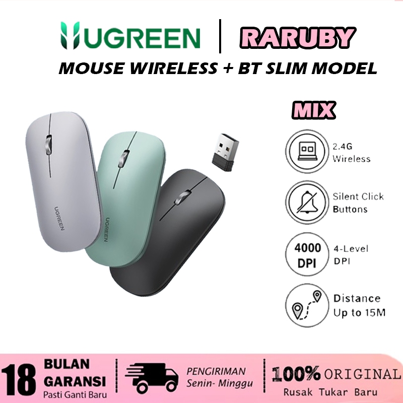 Jual Ugreen Mouse Silent Klik Dual Koneksi Bluetooth Donggle For