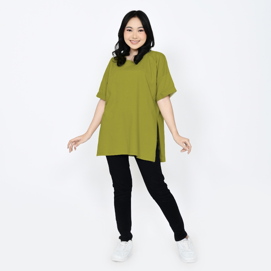 Jual Oversize T Shirt With Slit Premium Cotton Kaos Oversize Wanita