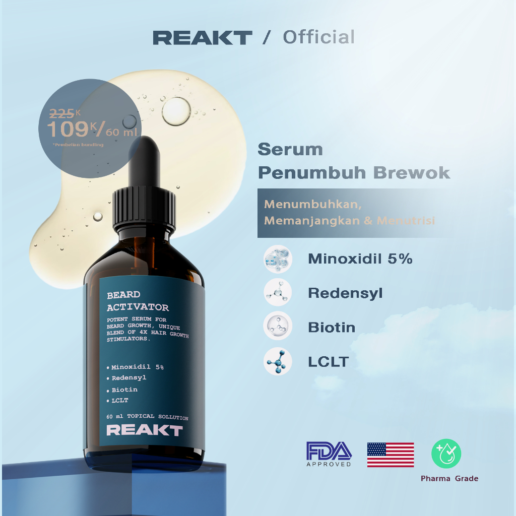 Jual Reakt Minoxidil Beard Growth Serum Serum Penumbuh Brewok