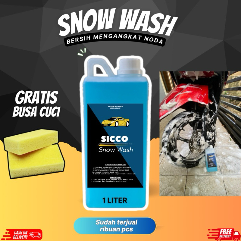 Jual Shampoo Motor Mobil Sabun Cuci Sicco Snow Wash 1 Liter Shopee