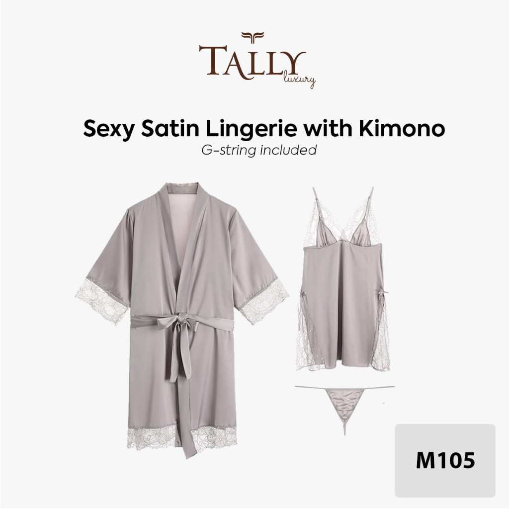 Jual TALLY Kimono Lingerie Night Dress Baju Tidur Premium Satin Sexy