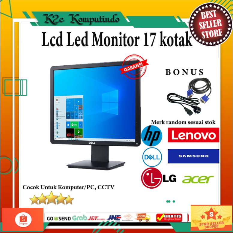 Jual Monitor Lcd MURAH 17 Inc Square Kotak Untuk Pc Dan Cctv Shopee