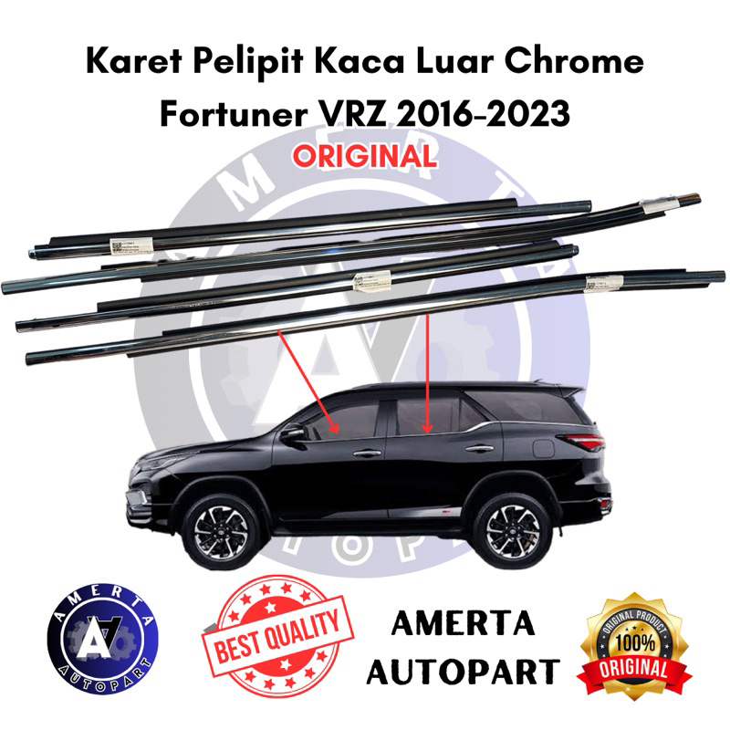 Jual Karet Pelipit Kaca Luar Chrome Fortuner Vrz Original